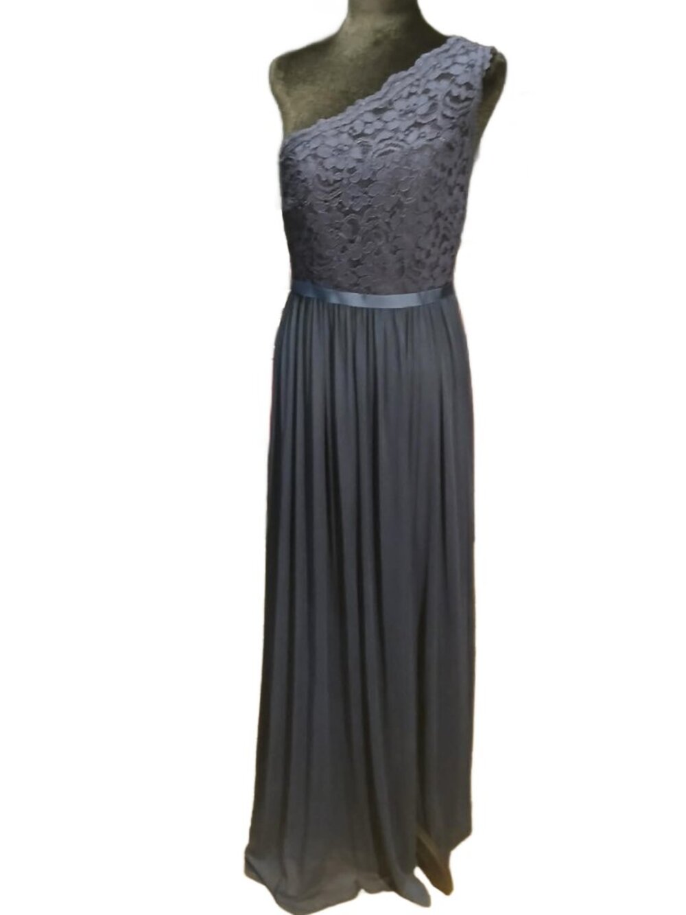 DAVID'S BRIDAL One Shoulder Lace Top Gown